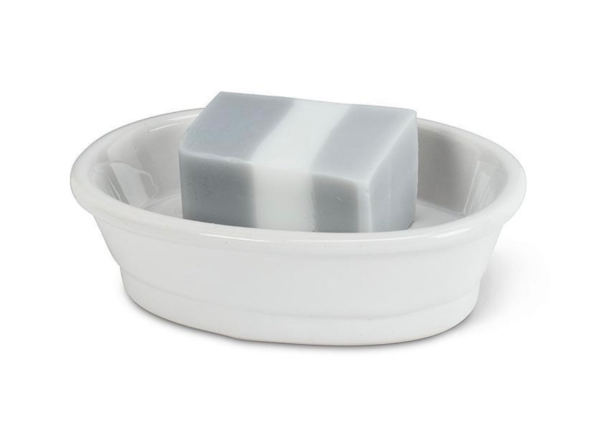 White Oval "Savon" Soap Dish