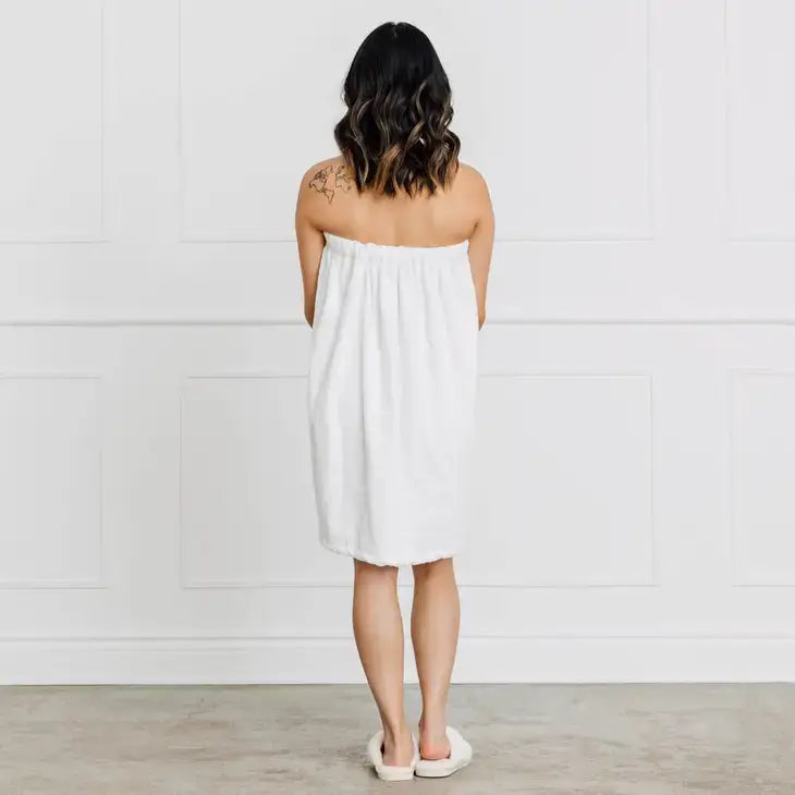 White Cotton Bath Towel Wrap - One Size
