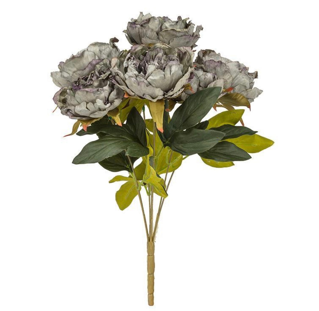 Large 7 Open Peony Bouquet - Grey