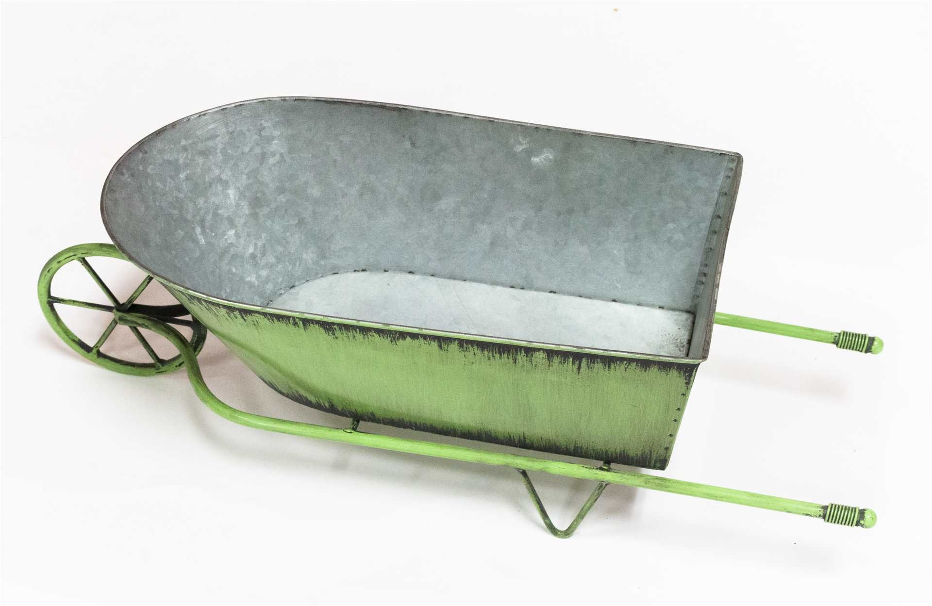 Green Metal Wheelbarrow