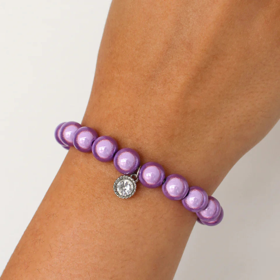 Stretch Bead Bracelet Lilac & CZ