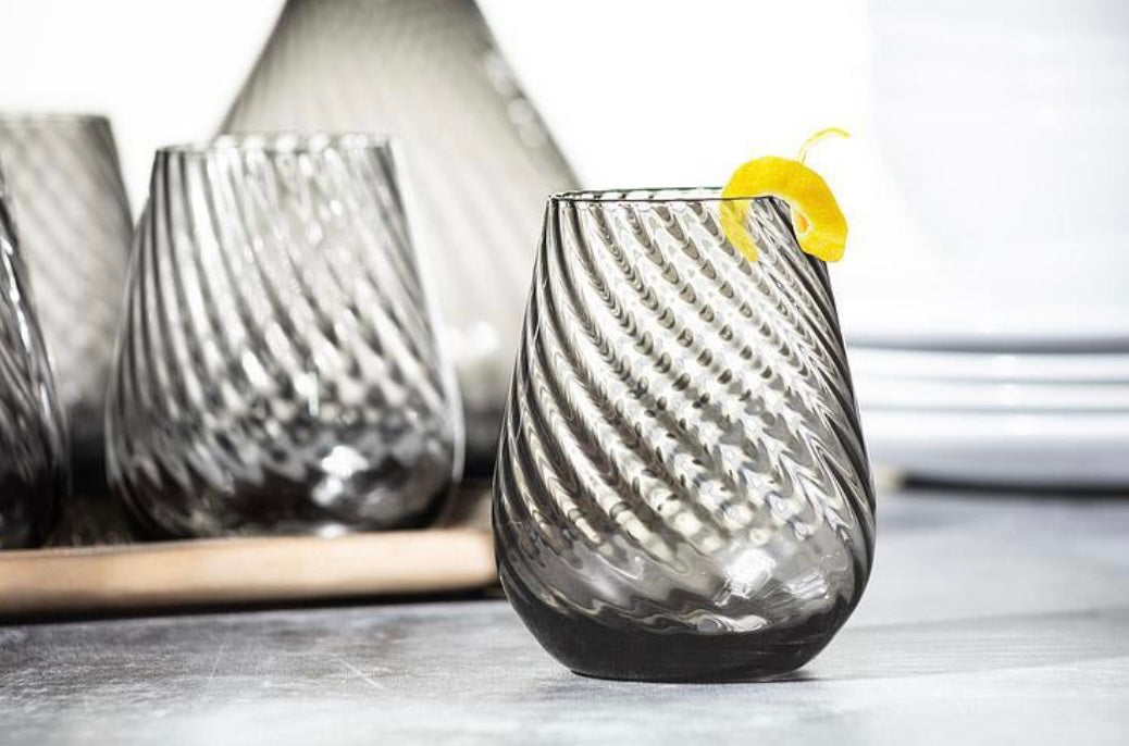 Twist Optic Stemless Wine Glass - Smoke