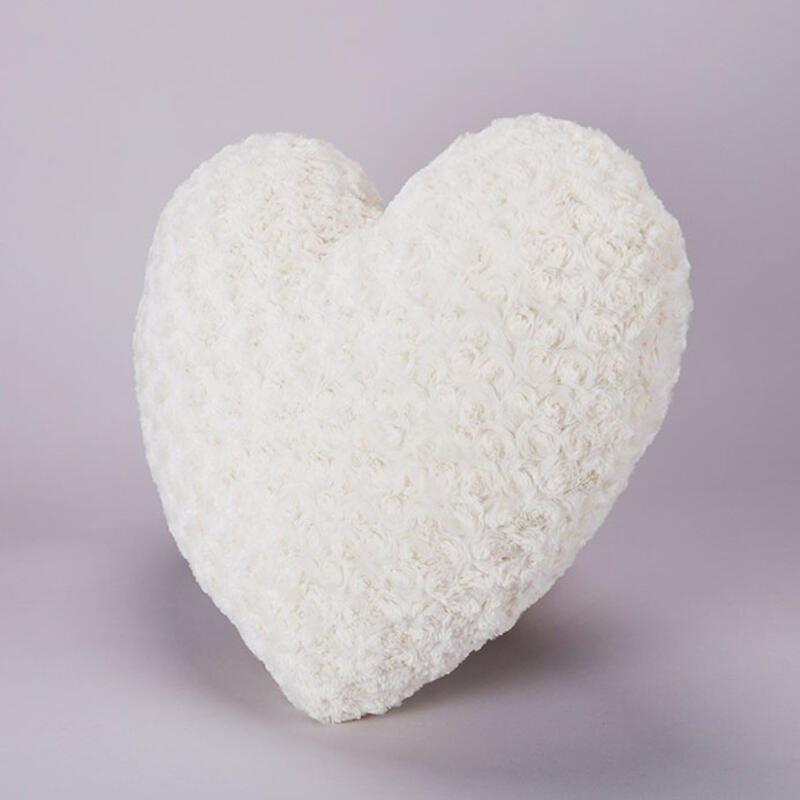 Cream Rosettes Plush Heart Pillow