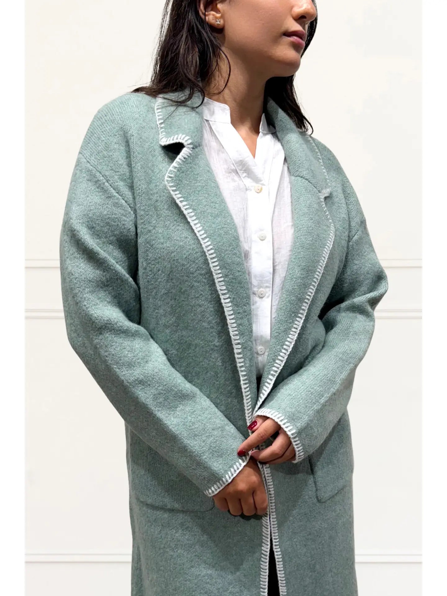 Solana Long Knit Jacket - Green