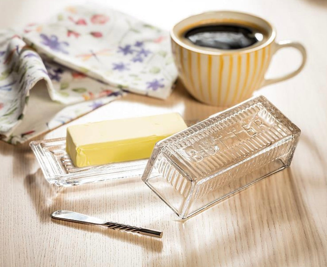 1/4 Pound Glass Butter Dish w/Cover