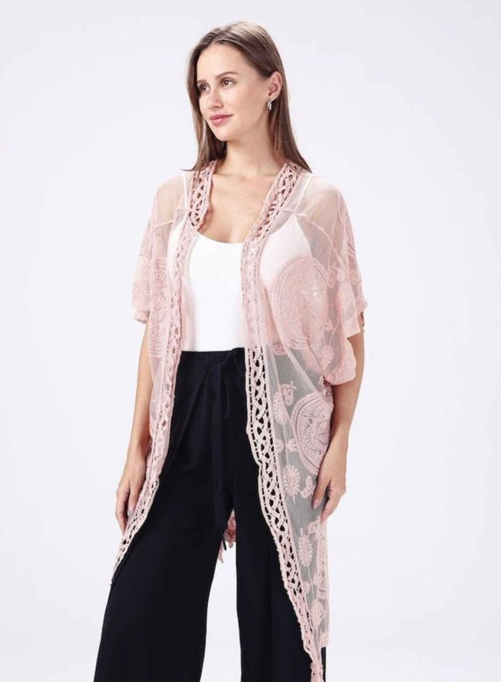 Pink Lace Kimono - One Size