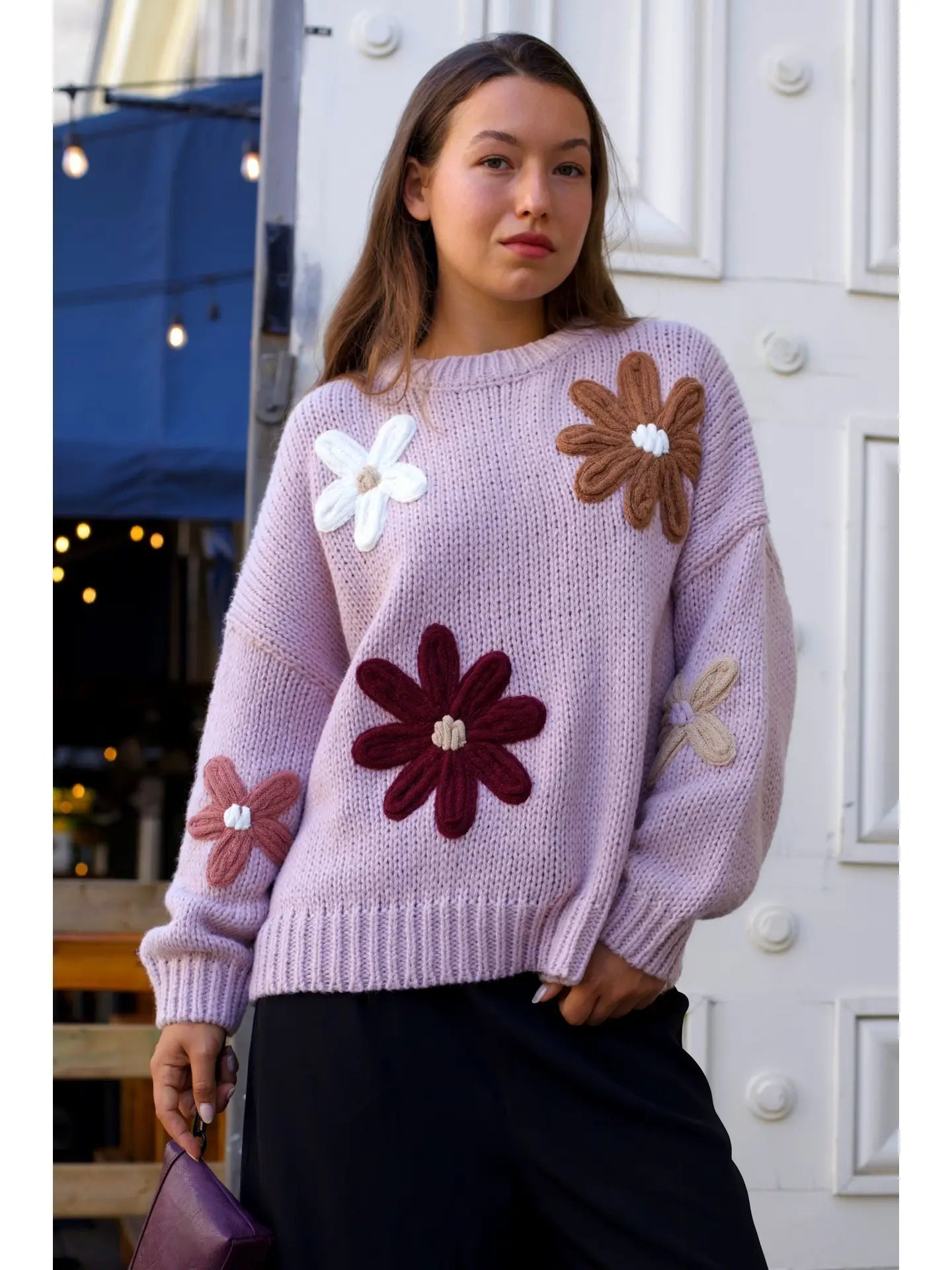Tamara Floral Knit Sweater - Pink