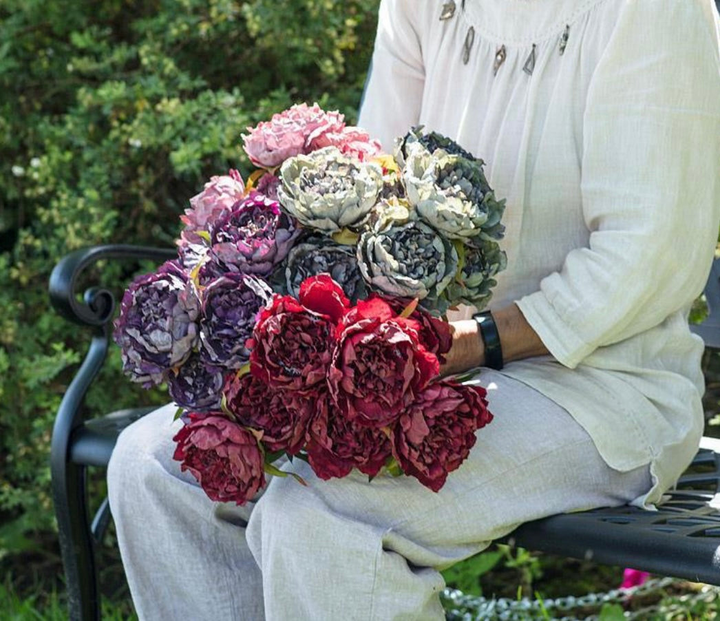 Large 7 Open Peony Bouquet - Purple