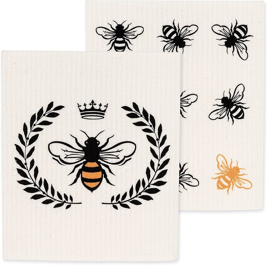 “Bee in Crest” Dishcloths Set/2
