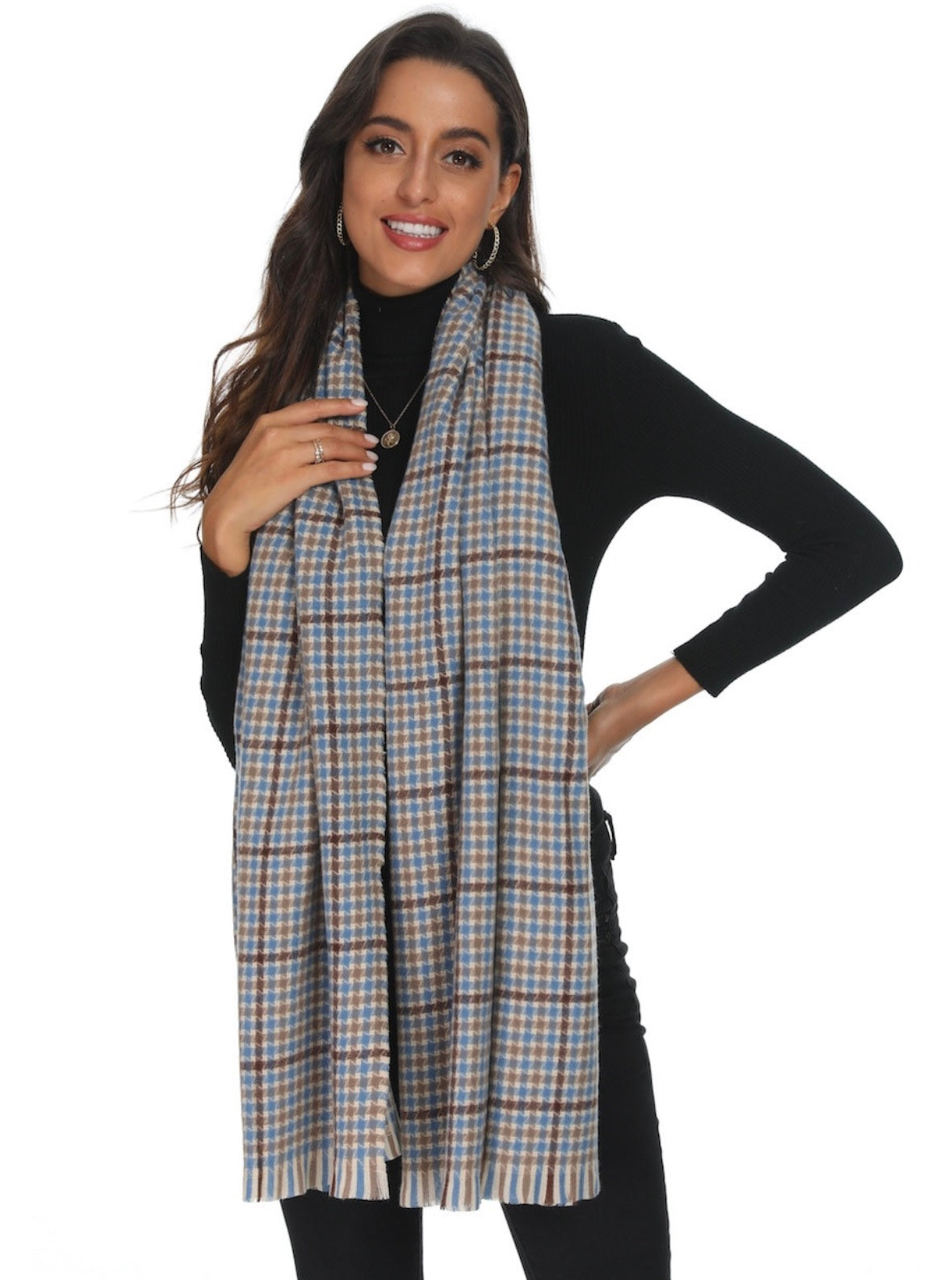 Brown & Blue Plaid Scarf