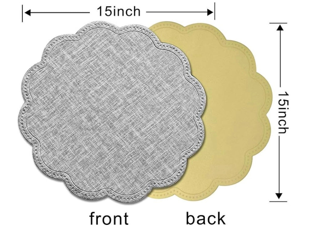 Scalloped Edge Round Grey Placemat