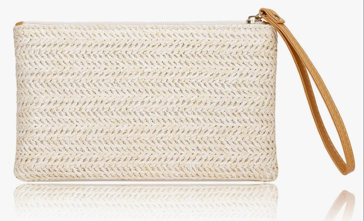 Straw Clutch Wristlet