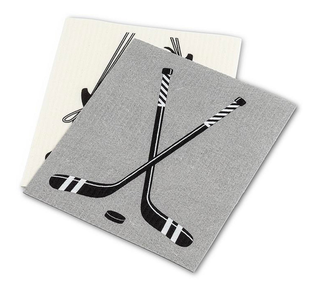 Hockey Skates & Sticks Dishcloth Set/2