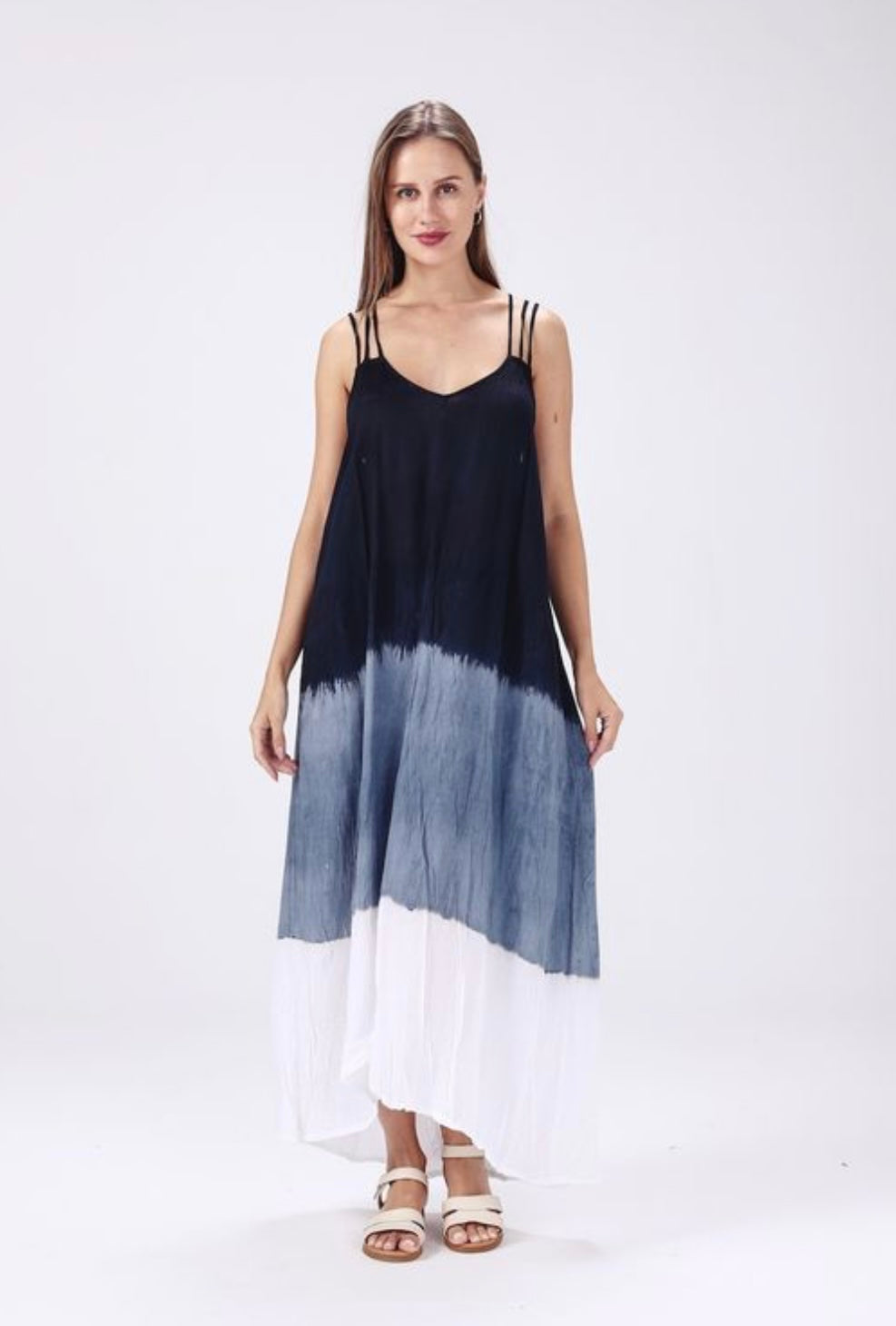 Tie Dye Blue & Black Dress - One Size