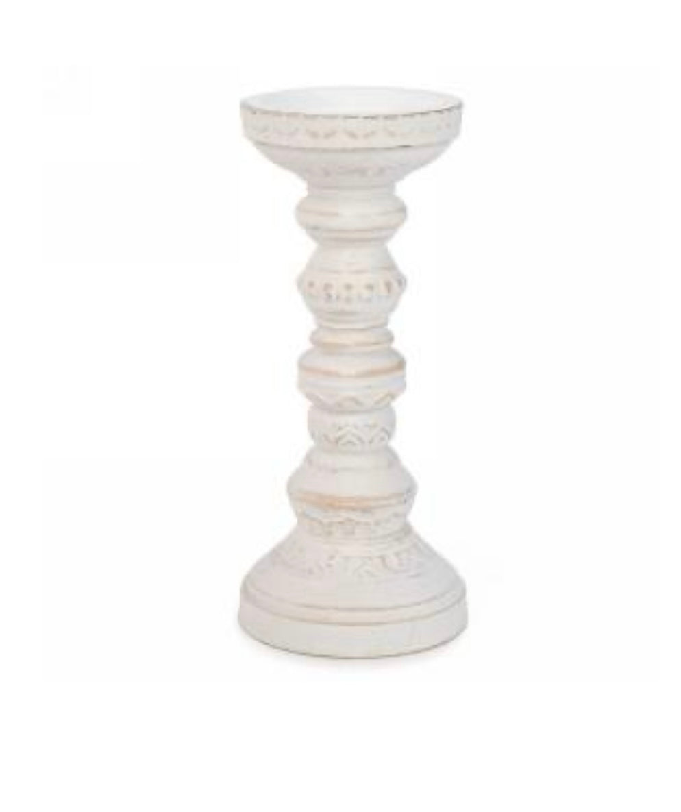 White Antique Candle Holder