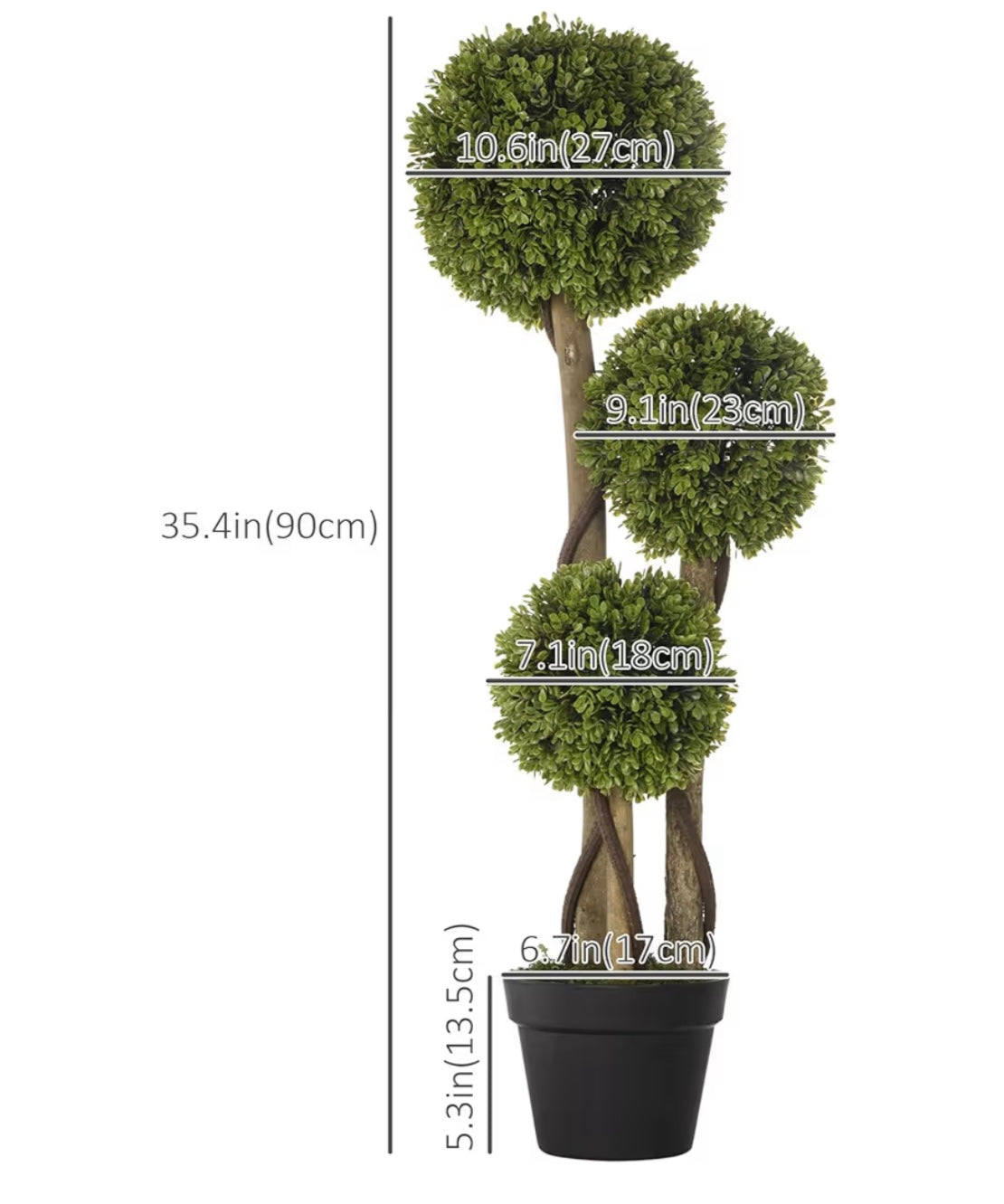 Faux 3 Foot Boxwood Tree - Pick Up Only