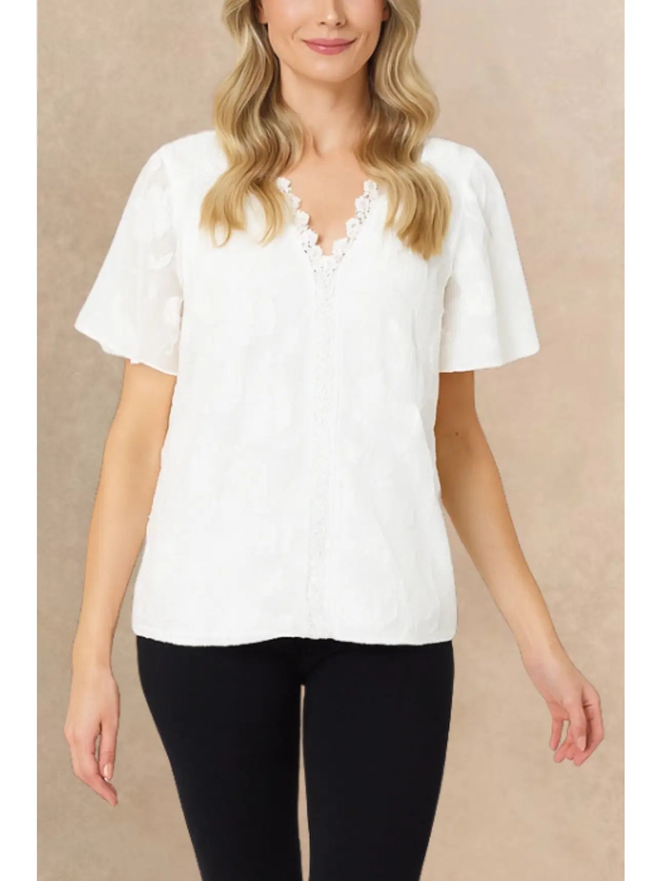 Lucie V-Neck White Blouse