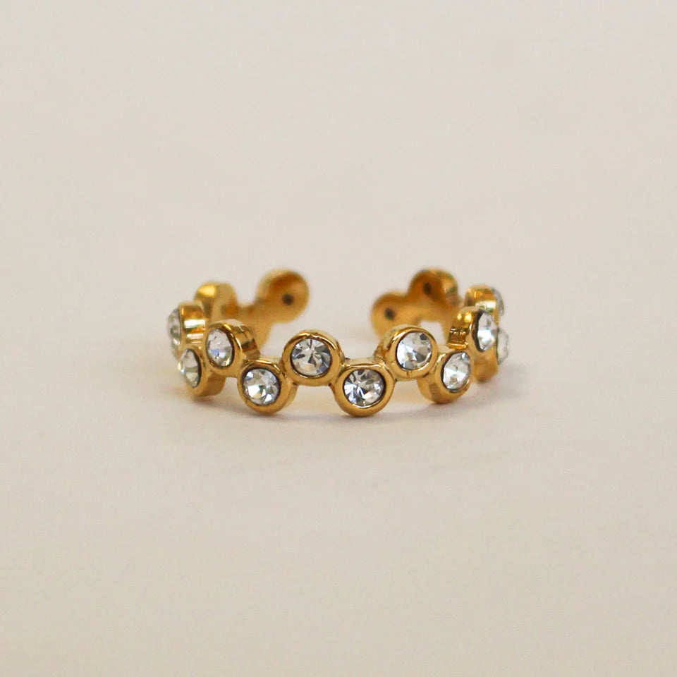 Swirl Cubic Zirconia Adjustable Ring Gold