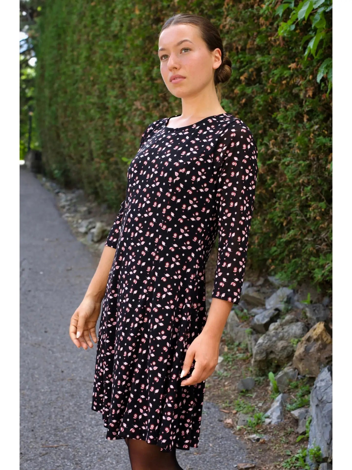 Daisie Black Dress - Floral Print