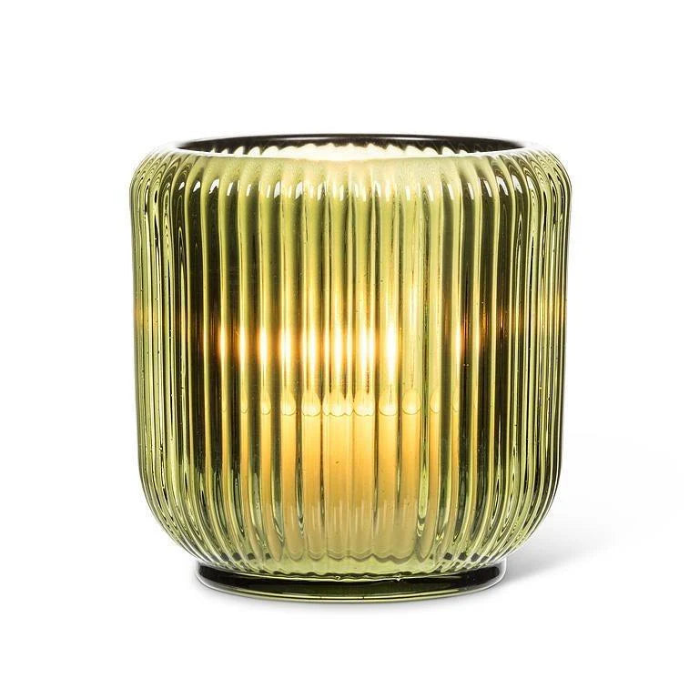 Large Ribbed Votive Holder - Moss