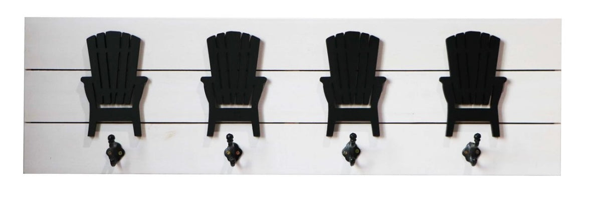 4 Adirondack Chair Wall Hooks Panel Black/White
