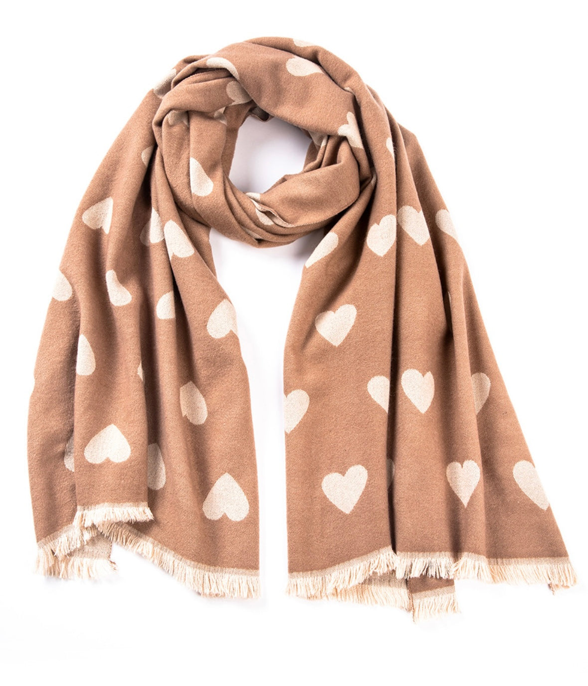 Beige & White Heart Scarf
