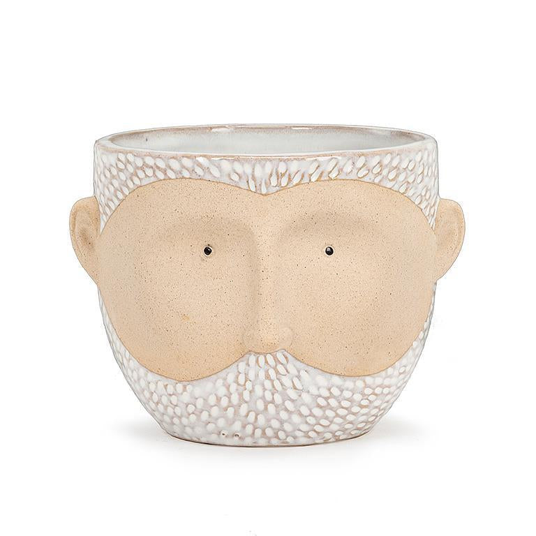 Small White Bearded Man Planter