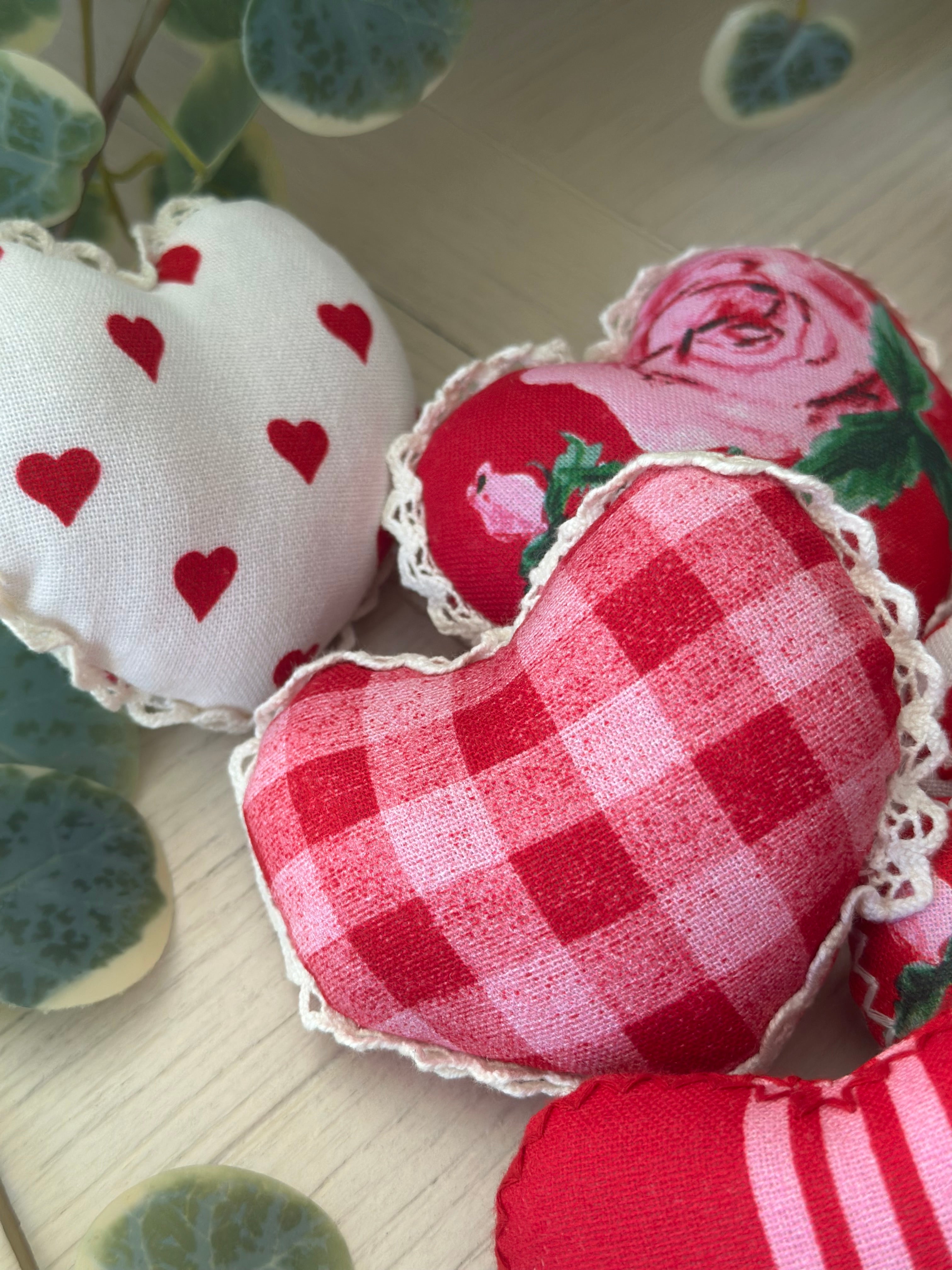 Assorted Fabric Hearts Decor