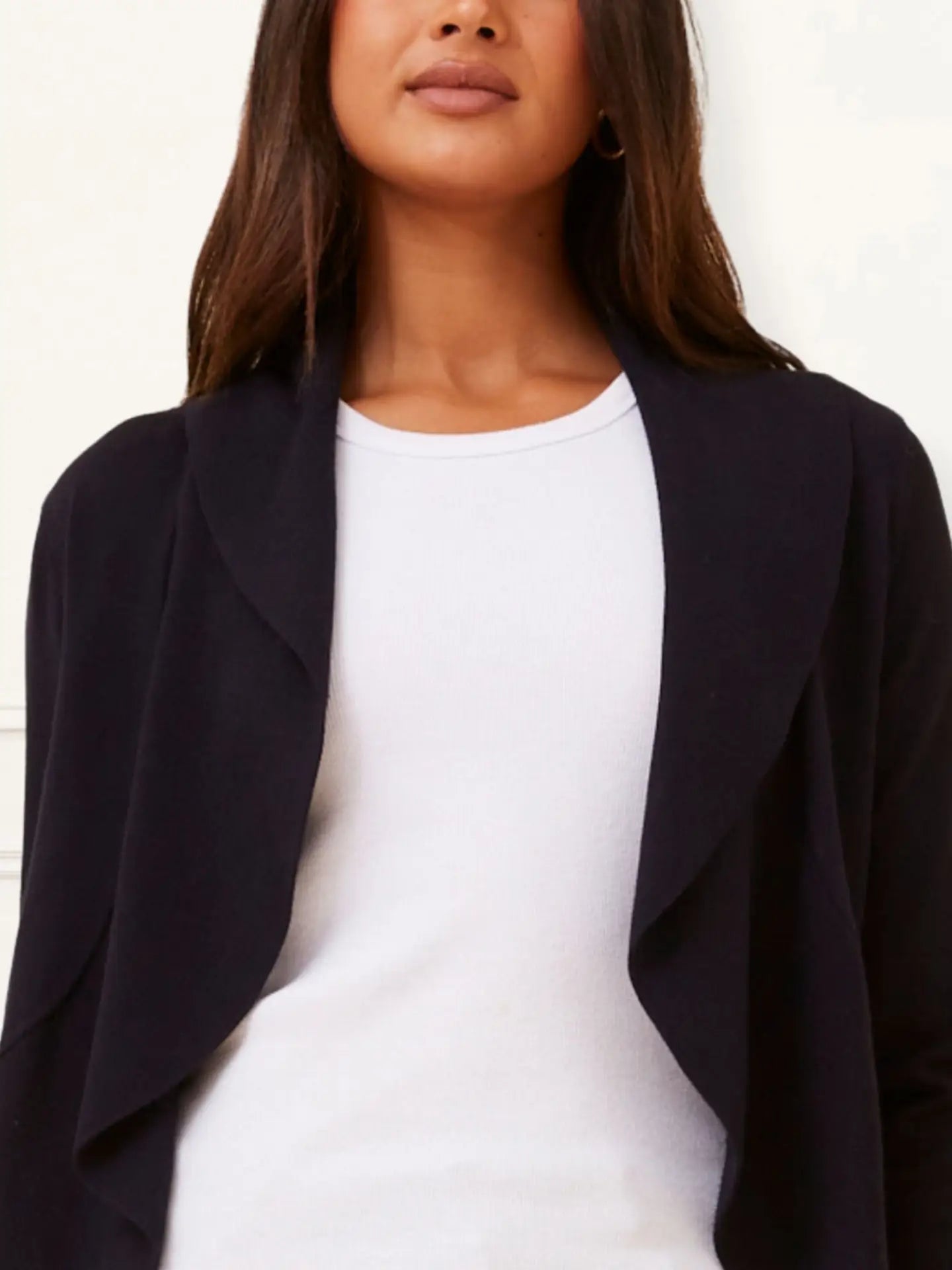 Alessia Open-Front Black Cardigan