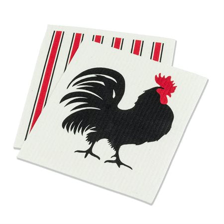 Rooster & Stripes Dishcloths Set/2