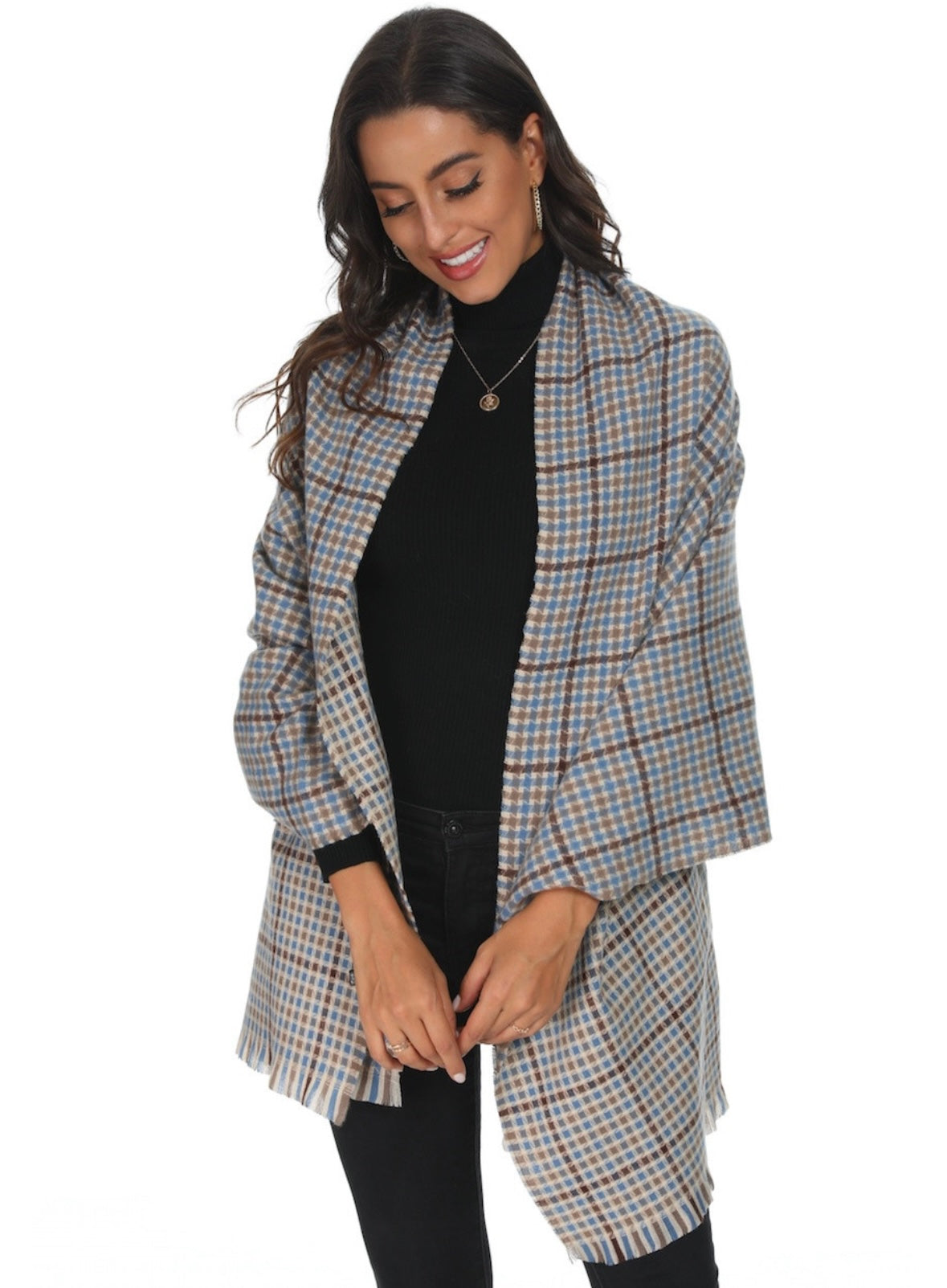 Brown & Blue Plaid Scarf