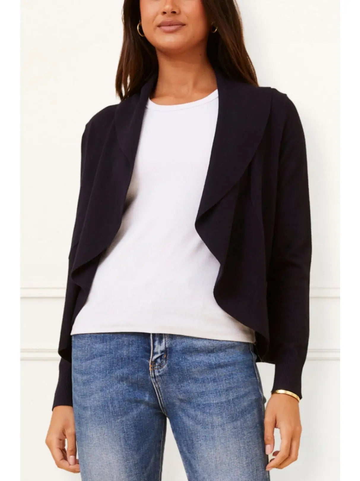Alessia Open-Front Black Cardigan