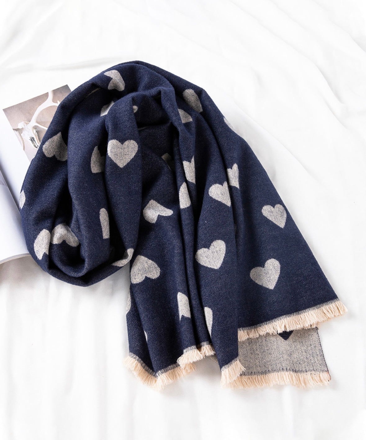 Navy Heart Scarf