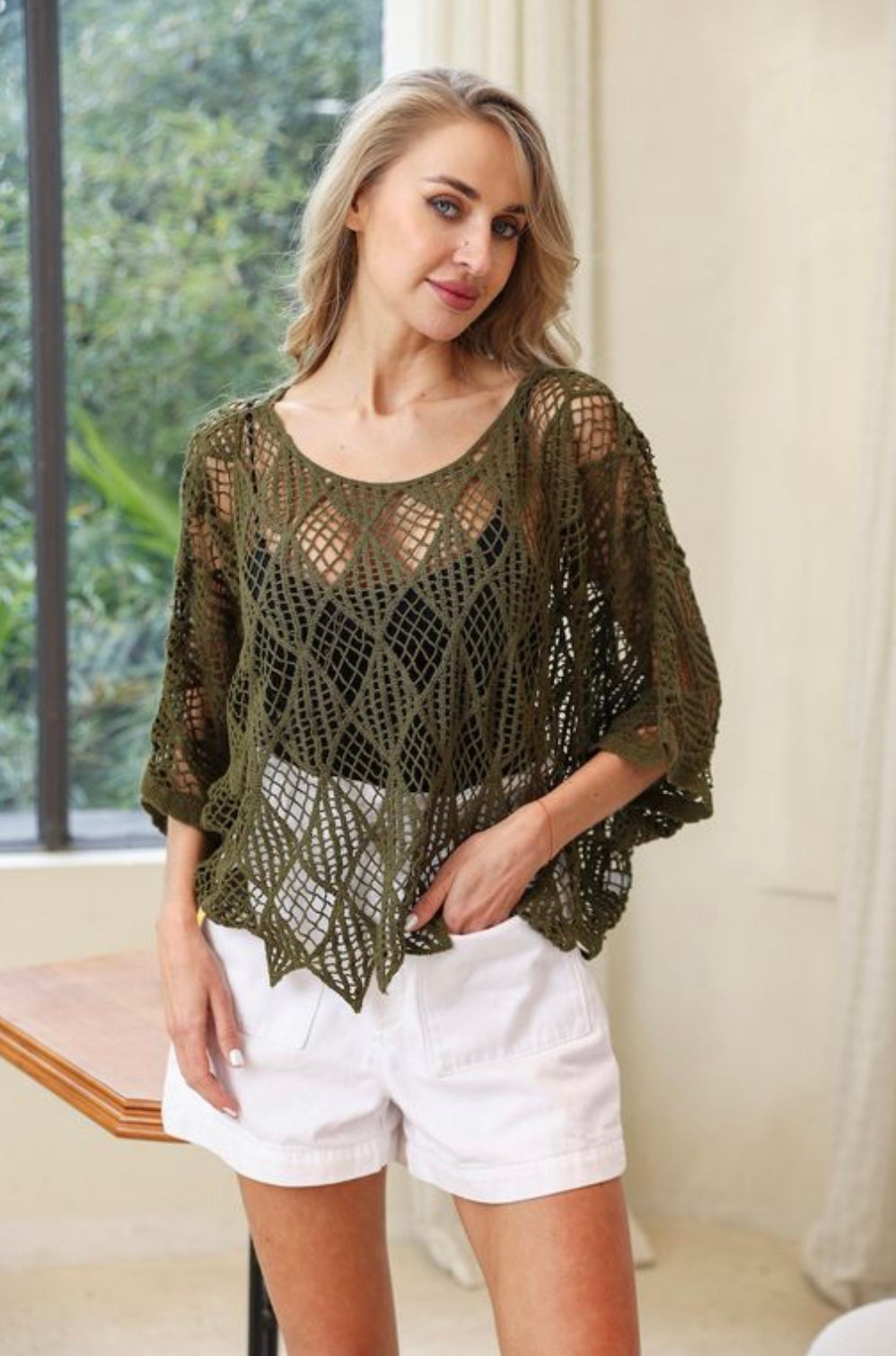 Olive Crochet Top - One Size