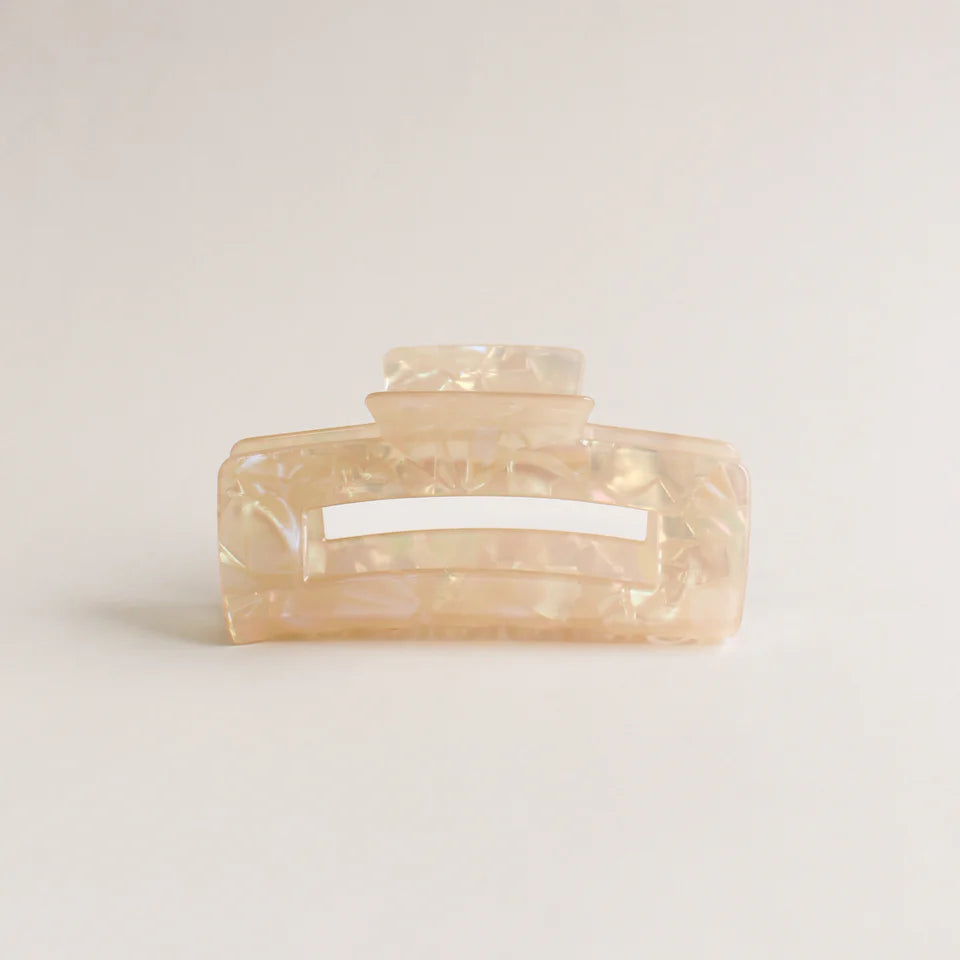 Large Claw Clip Cream Marble