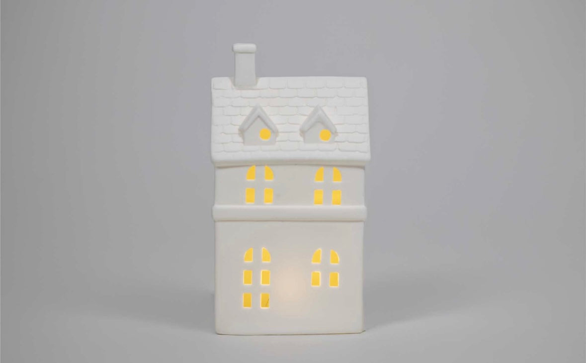 Large White Porcelain LED House