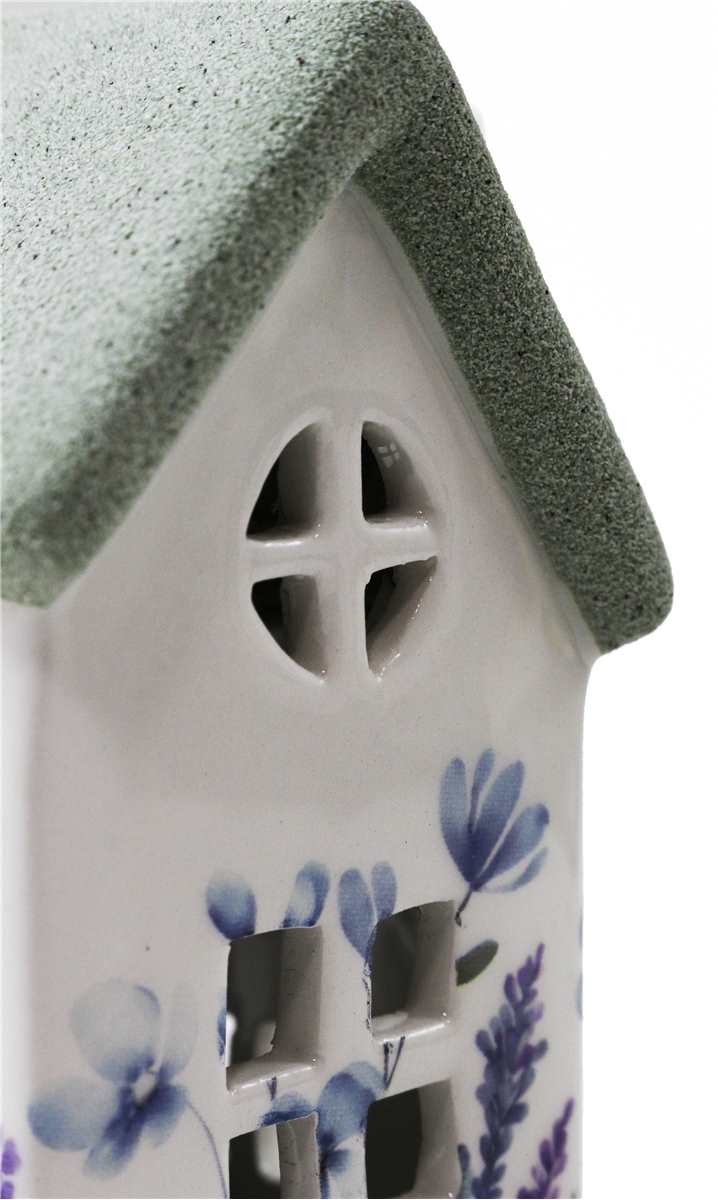 Floral Ceramic House Tealight Holder