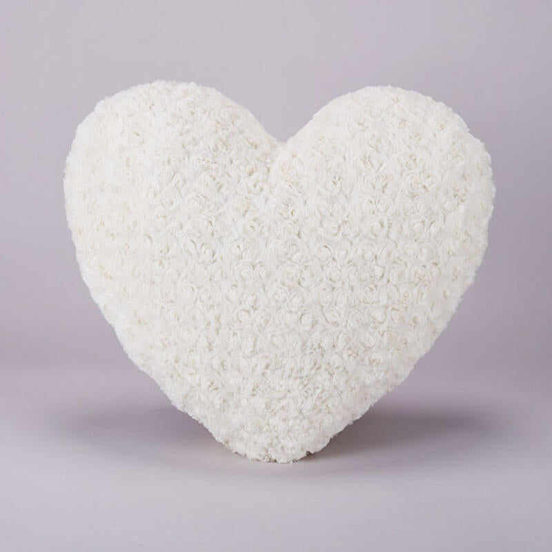 Cream Rosettes Plush Heart Pillow