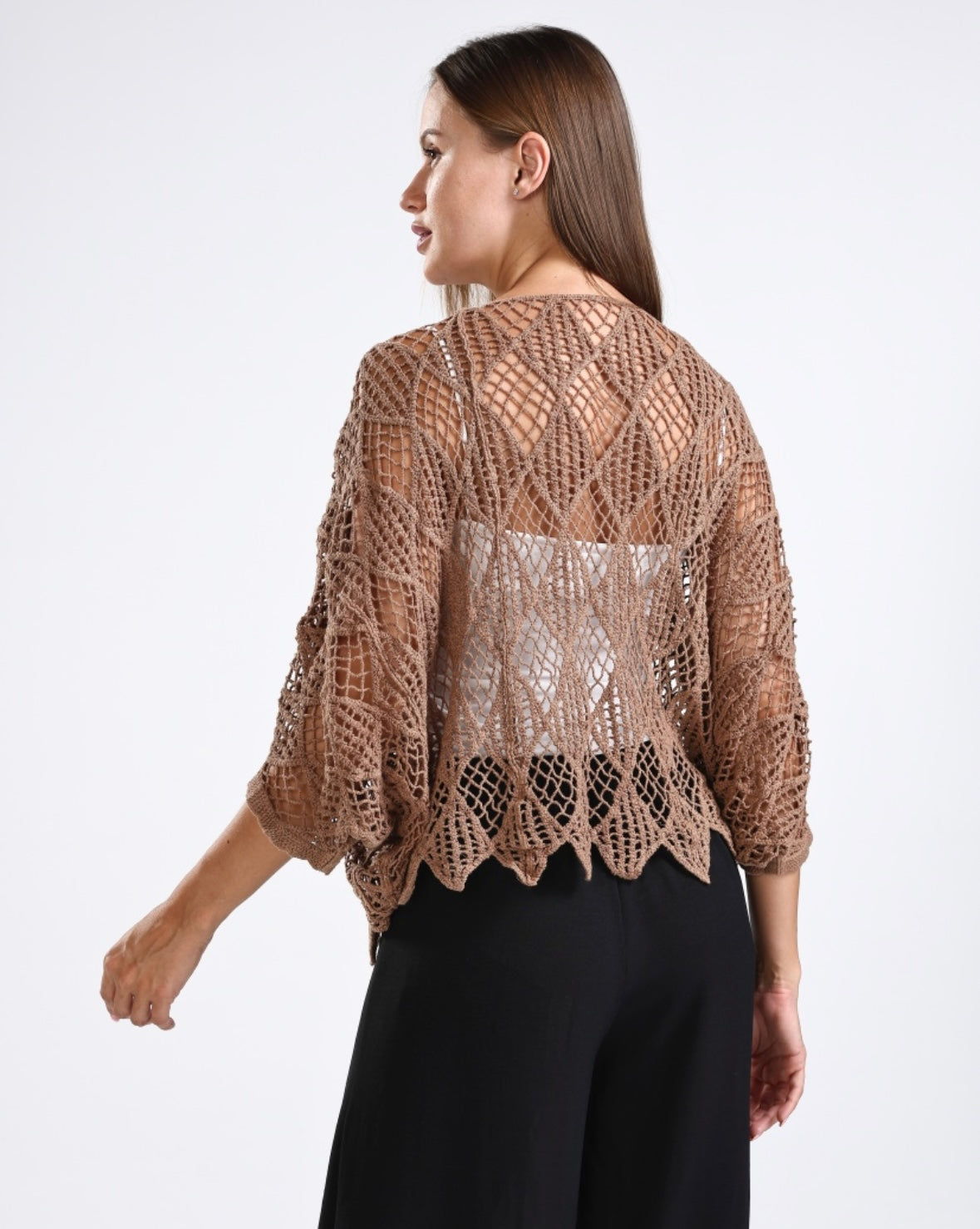 Mocha Crochet Knit Top - One Size