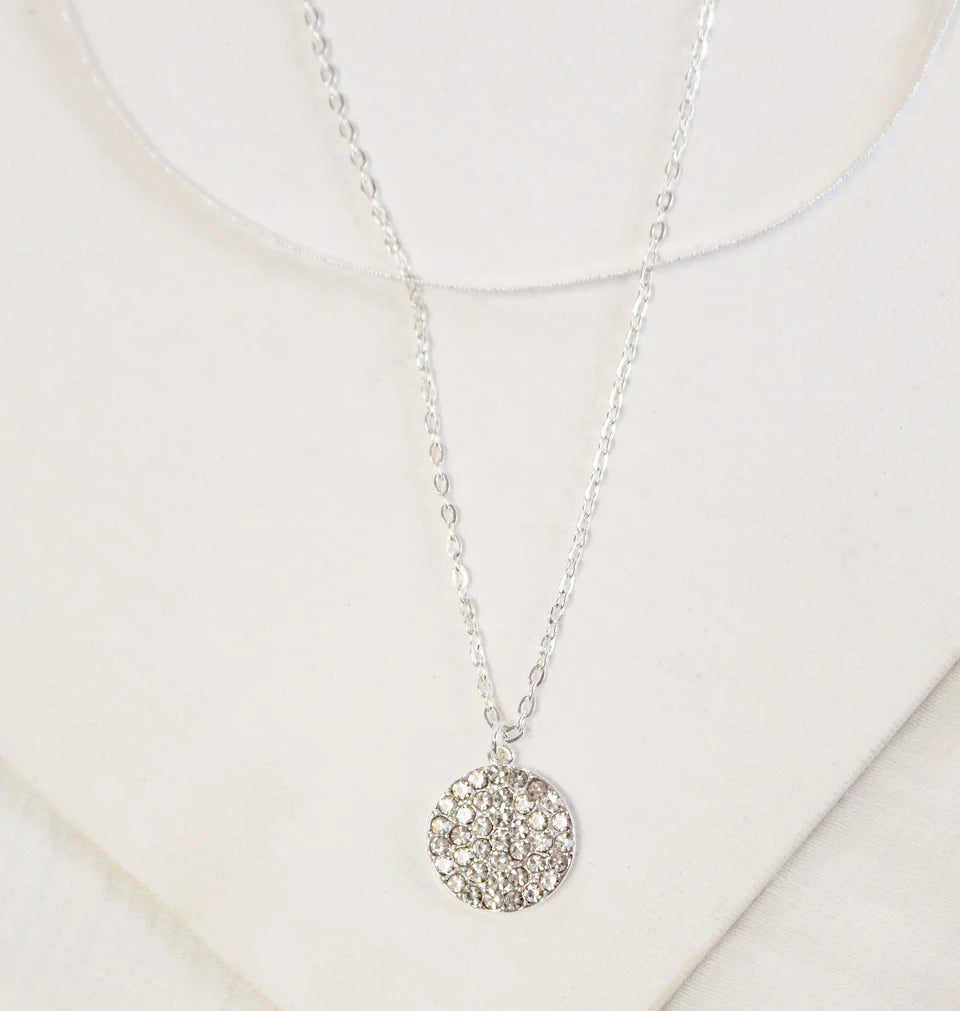 Short Necklace Double Chain w/Circles - Silver