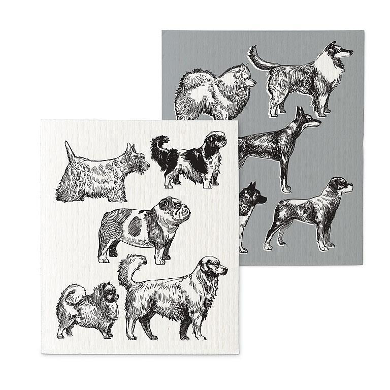 Dog Sketch Dishcloths Set/2