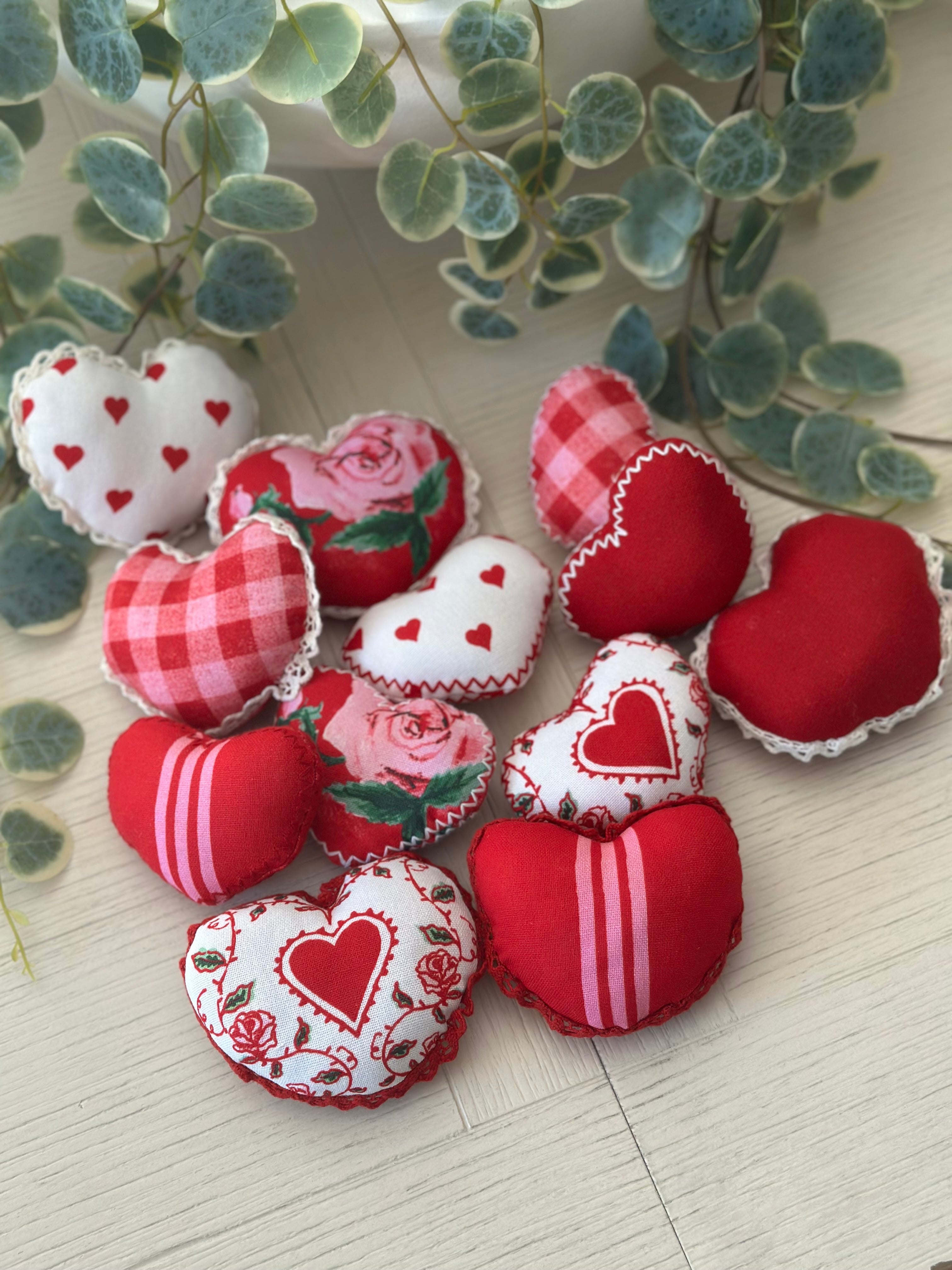 Assorted Fabric Hearts Decor