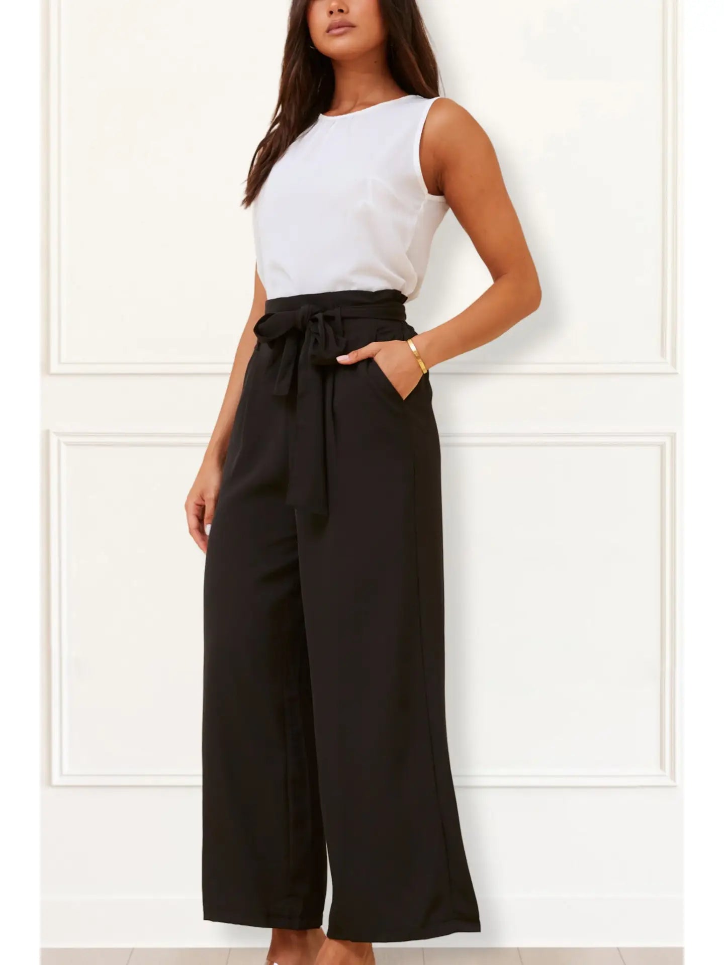 Alba Black Paperbag Pants