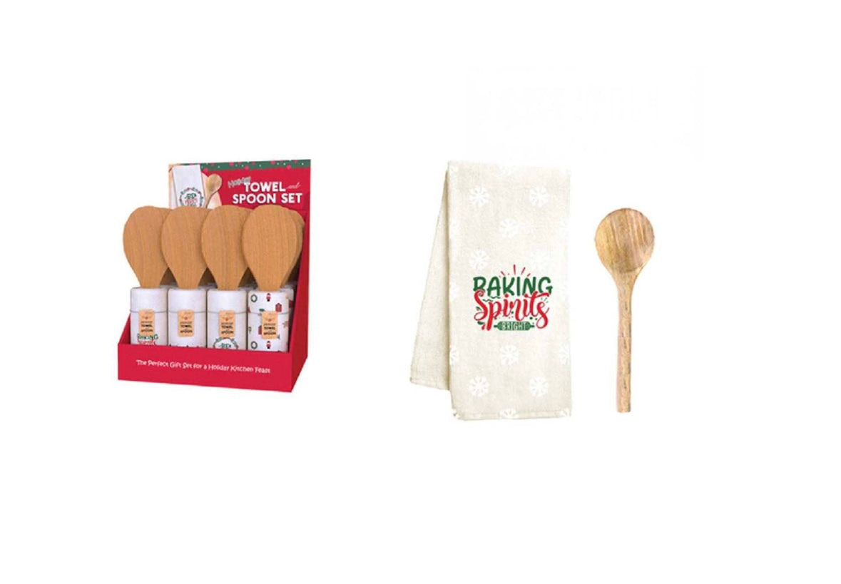 Holiday Tea Towel & Wooden Spoon