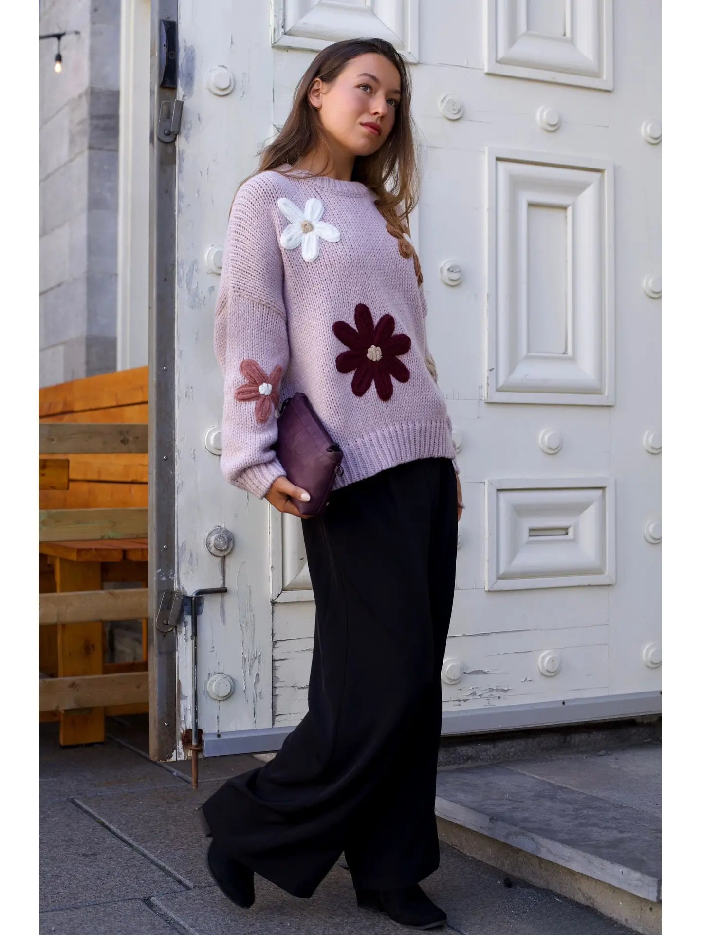 Tamara Floral Knit Sweater - Pink