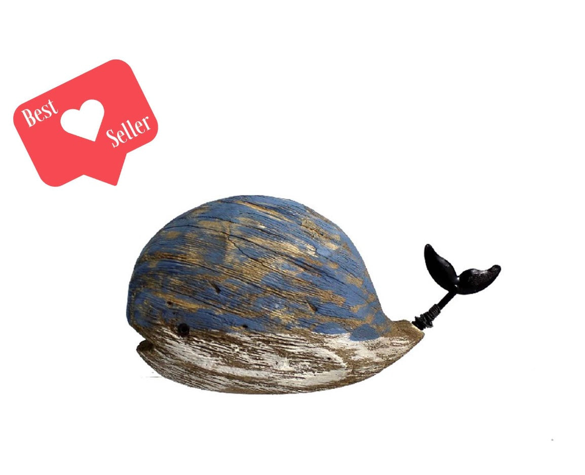 Blue Rustic Whale Decor
