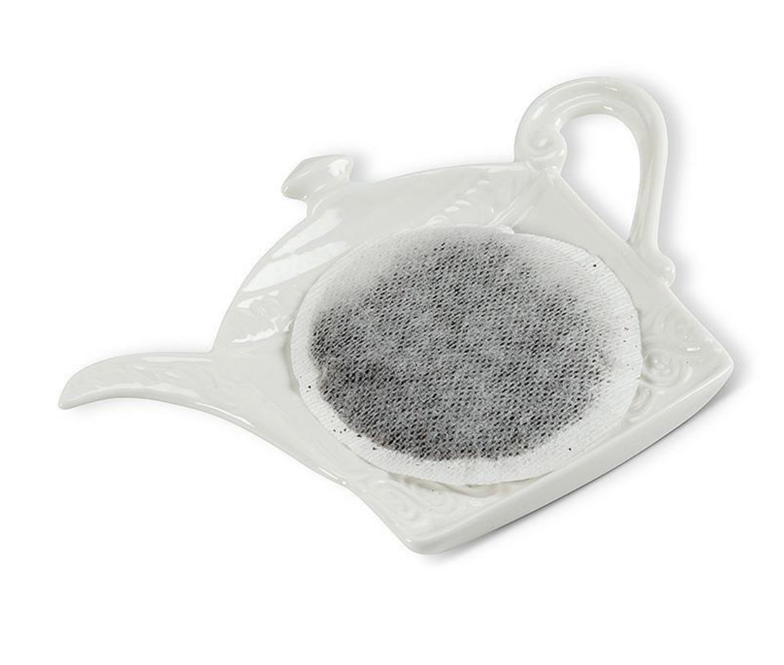 Teapot Teabag Plate White