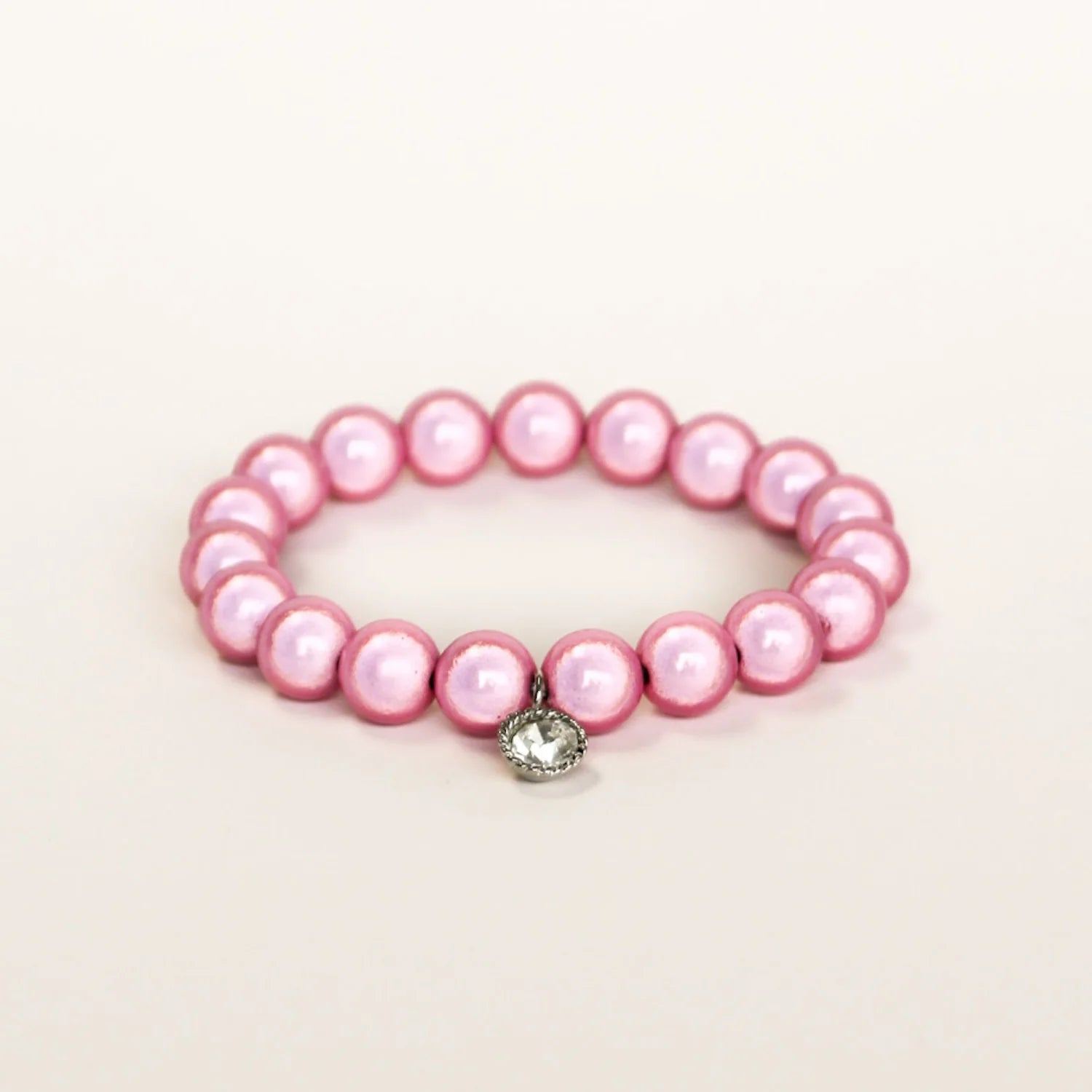 Miracle Stretch Bead Bracelet Pink & CZ