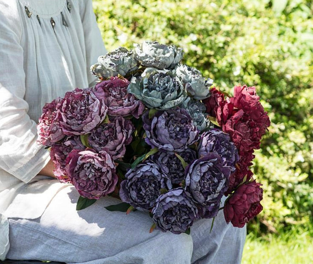 Large 7 Open Peony Bouquet - Purple