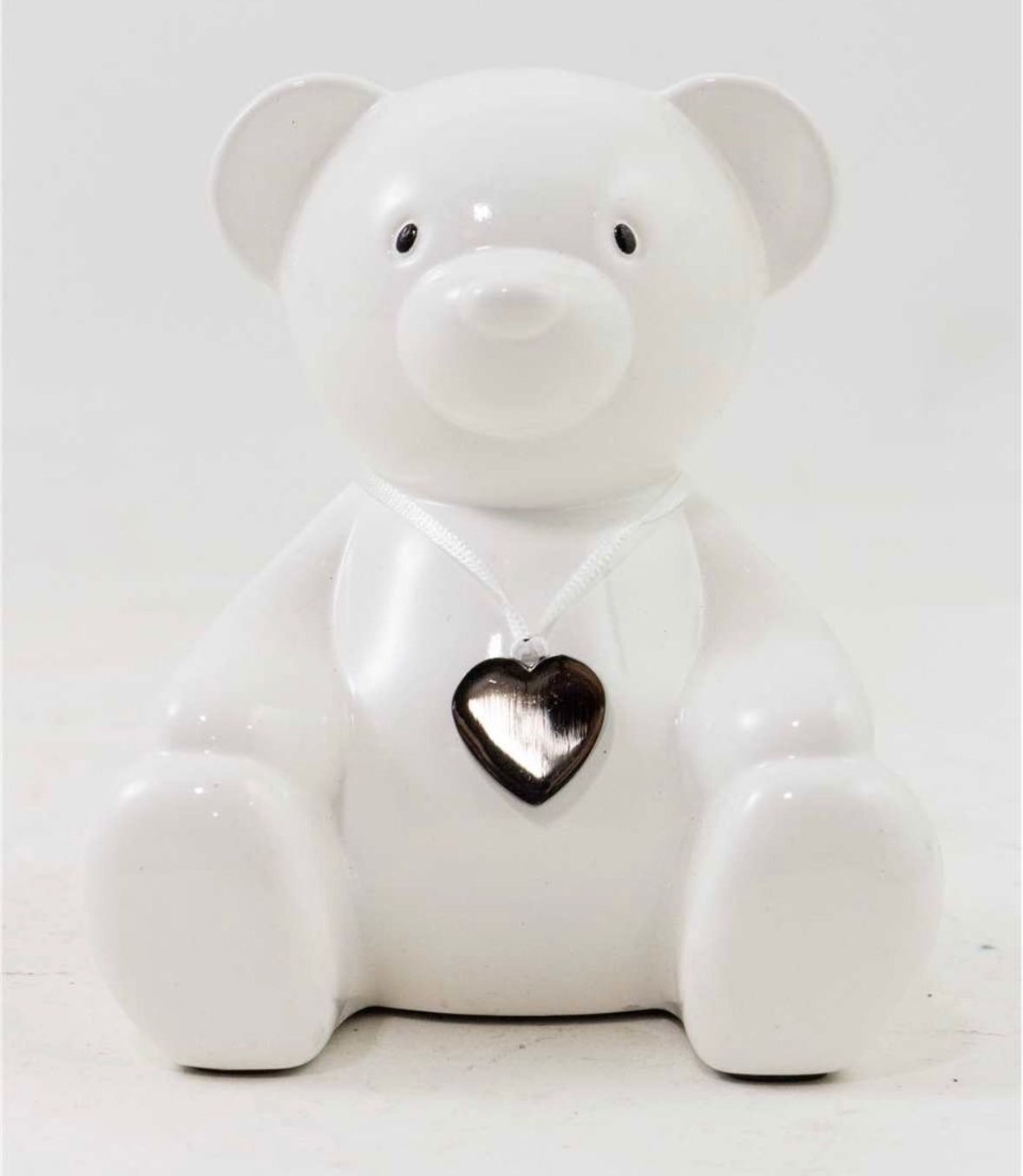 White Teddy Bear Coin Bank